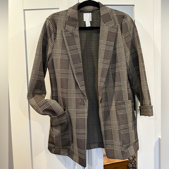 Houndstooth Checkered Jersey Jacket - Picture 3 of 5